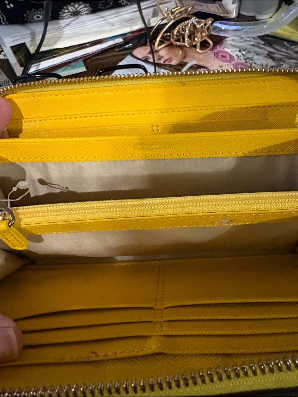 Coach Yellow Leather Buckle Wallet - Picture 5 of 9